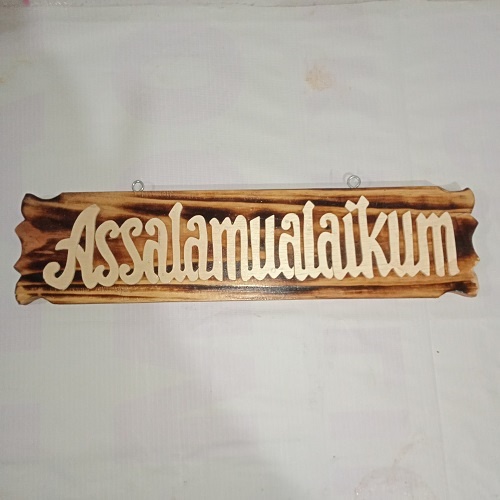 Hiasan Pintu Hiasan Dinding Kayu Wall Decor Kaligrafi Assalamualaikum Huruf Latin