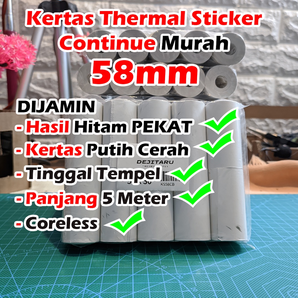 

[COD] Kertas Thermal Label Sticker 58mm Continues Thermal Label 58x30