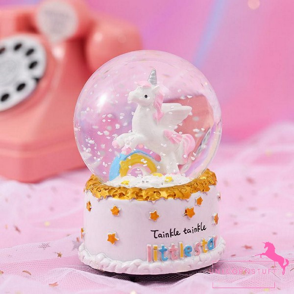 Lampu Hias Snowball Unicorn Kotak Musik Kamar Anak Kado Anak Mainan Cewek Snow Ball Perempuan Kado Hadiah