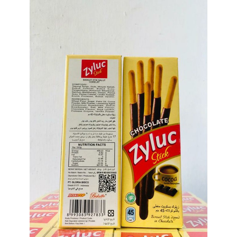 Zyluc Coklat Box 45gr Biskuit Stik Pocky Cemilan Anak Murah