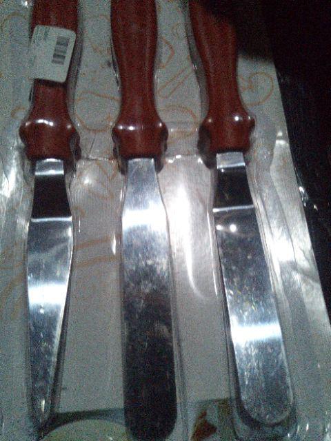[pumao] 3pcs / Set Spatula Stainless Steel Untuk Mengaduk Krim Kue