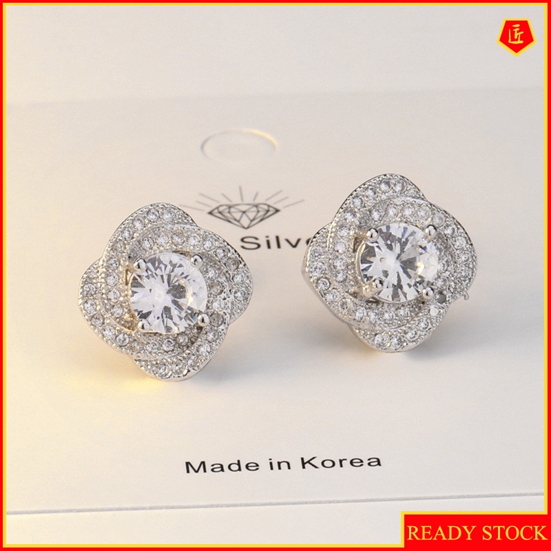 [Ready Stock]New Creative Rotational Full-Jeweled Stud Earrings Fashion