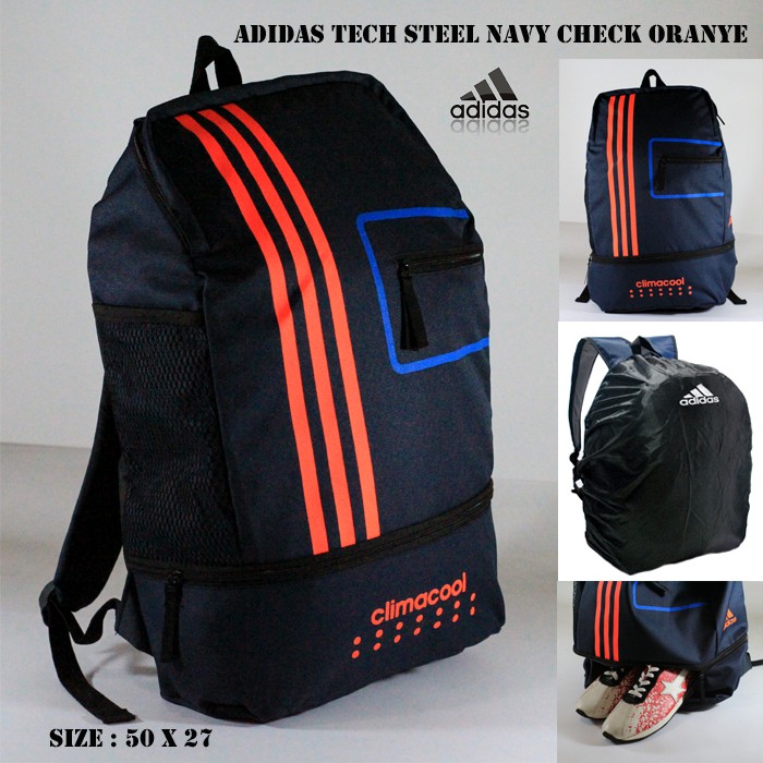 TAS RANSEL PRIA ADIDAS TECH STEEL / BACKPACK / BAGPACK / SEKOLAH - Hitam