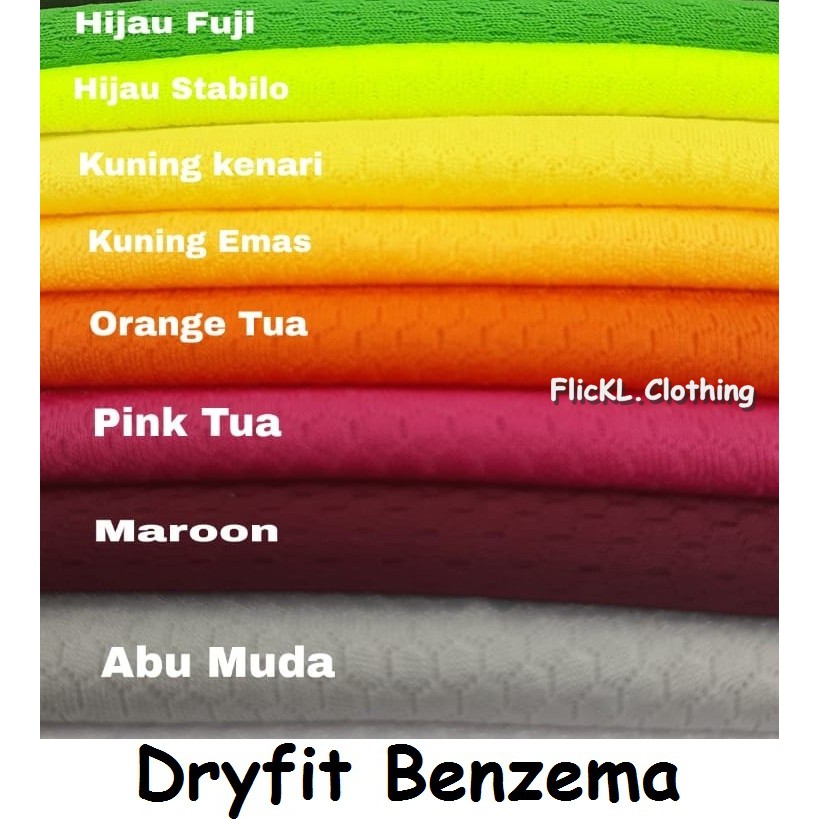 Bahan Kain Kaos Baju Dryfit Dry Fit Benzema Olahraga Jersey Bola Basket Sepakbola Futsal