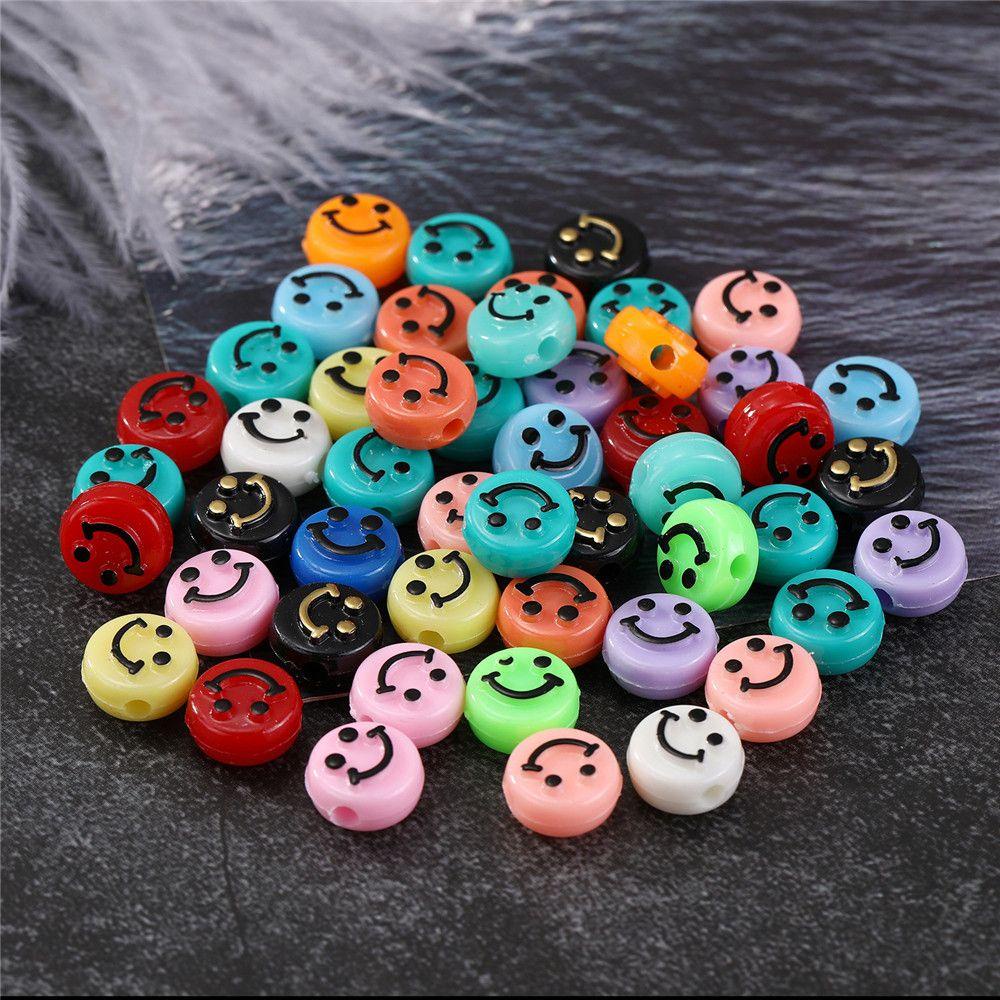 Nanas 100 Pcs Spacer Manik-Manik Baru Campur Handmade DIY Membuat Perhiasan Scrapbook Wajah Tersenyum Polymer Clay