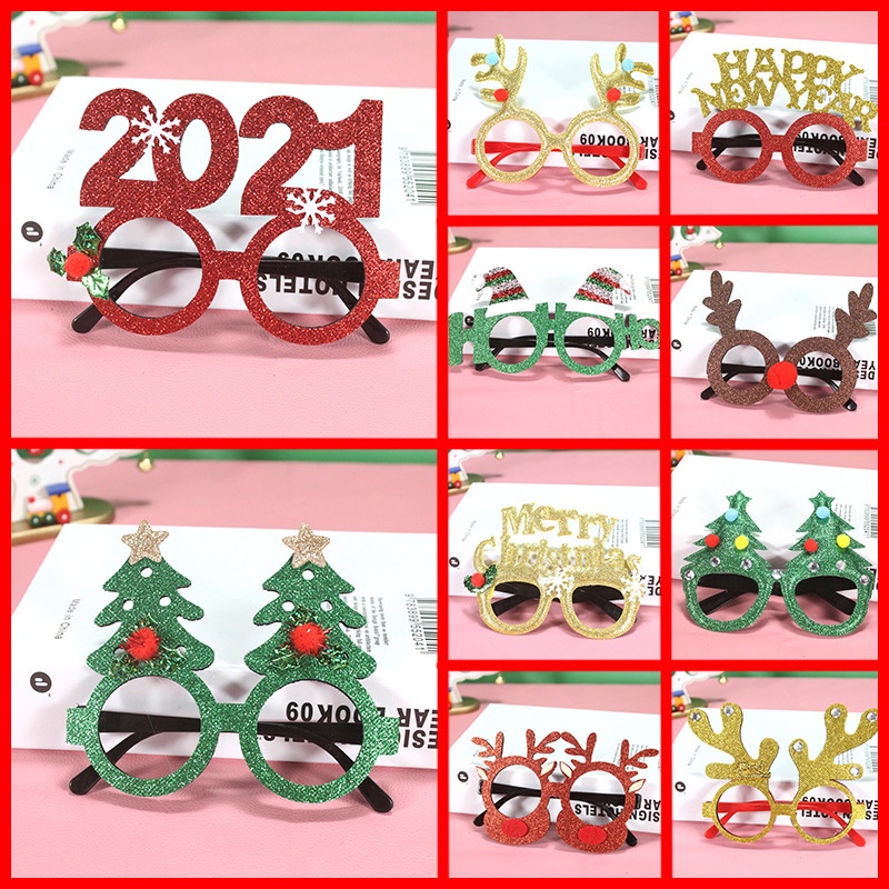 [Christmas Products]Merry Christmas Tree Reindeer Glasses Decoration