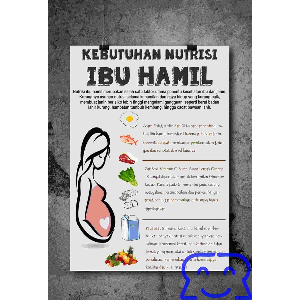 

Poster Nutrisi Ibu Hamil Trimester 1,2 dan 3 (Paket 10 Judul Poster)