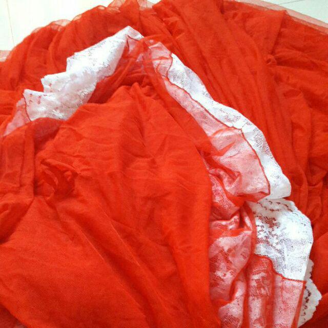 Kelambu Gantung Tile Rumbai Merah