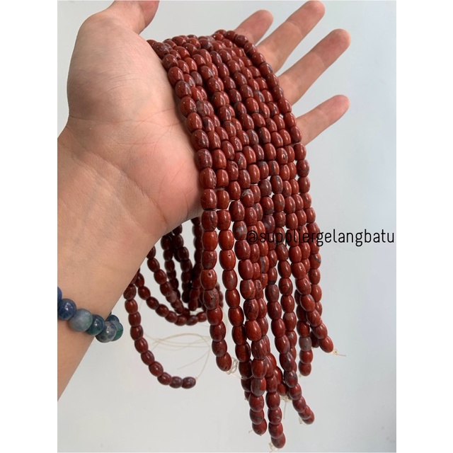 bahan renceng batu agate tabung coklat 6mm dark brown natural serat