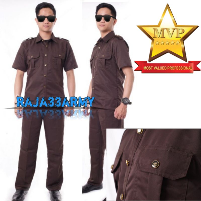 Seragam Safari Security Coklat - Safari Tangan Pendek Coklat