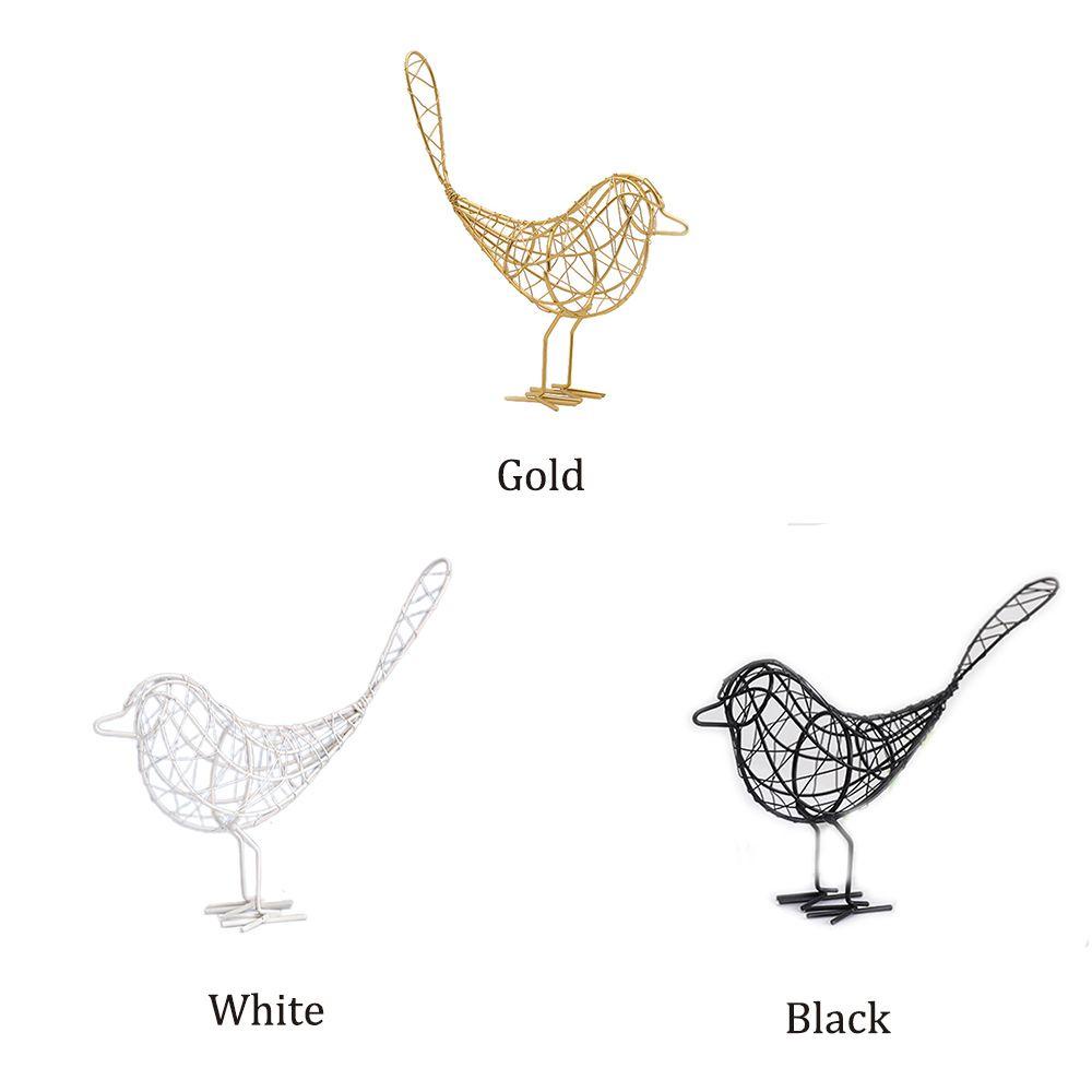 Populer Ornamen Burung Vintage Dekorasi Rumah Golden Black White Nordic Art Figurine