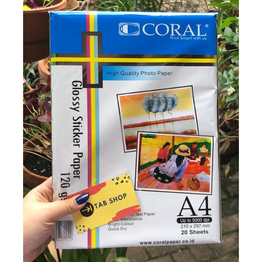 

RB Tab Shop - Coral Glossy Sticker Paper A4 120 GSM 20 Sheets - Kertas Stiker Label Kertas