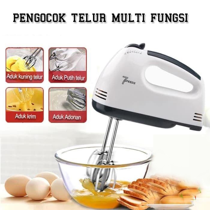 【COD+dalam stok+Pengiriman Cepat】HM-620 Hand Mixer /Hand Mixer 100 Watt Pengocok Telur Pengaduk Stainless 7 Kecepatan Kocokan Adonan Telur Elektrik Serbaguna- Putih