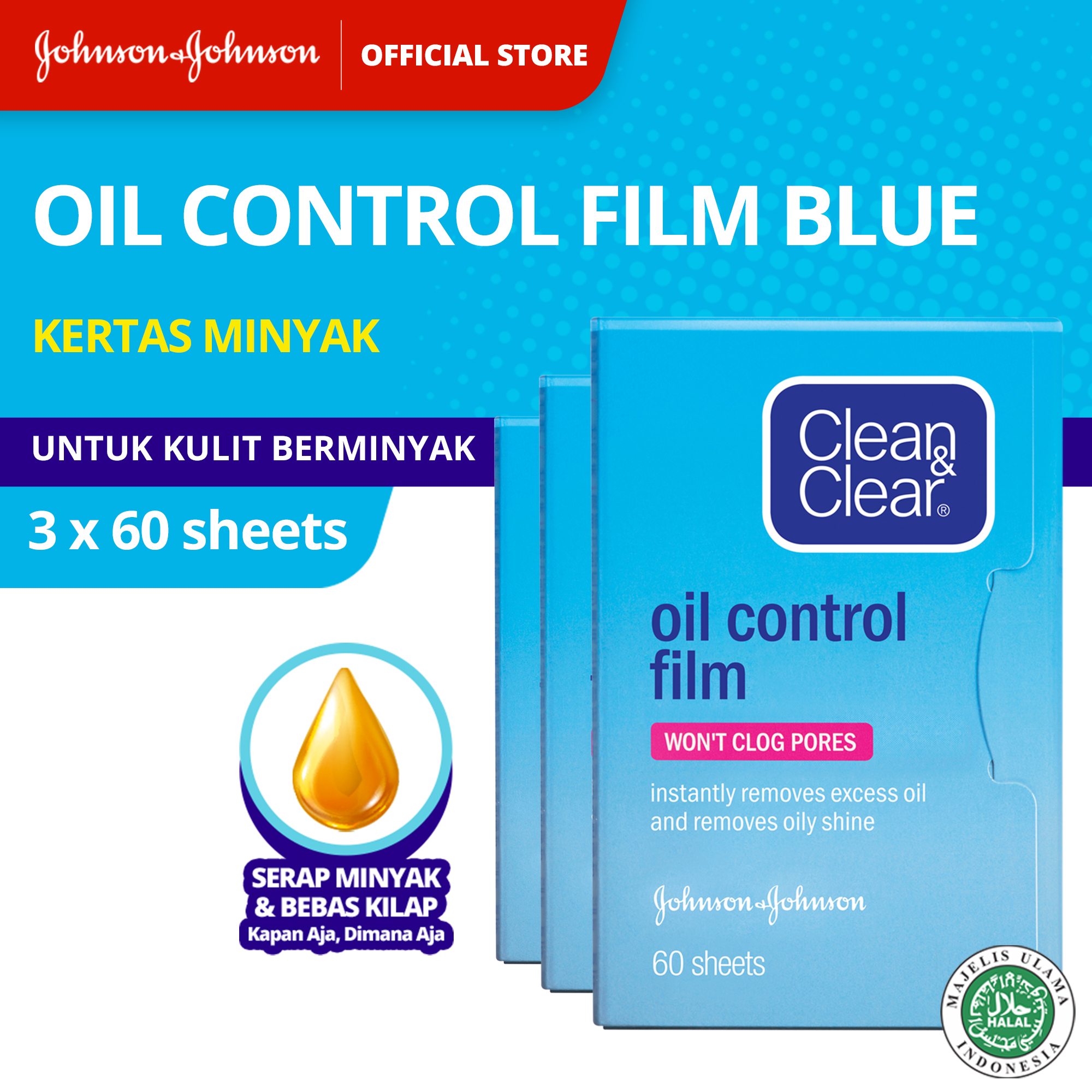 Clean Clear Oil Control Film Face Paper Kertas Minyak Wajah 60s Isi 3 Shopee Indonesia