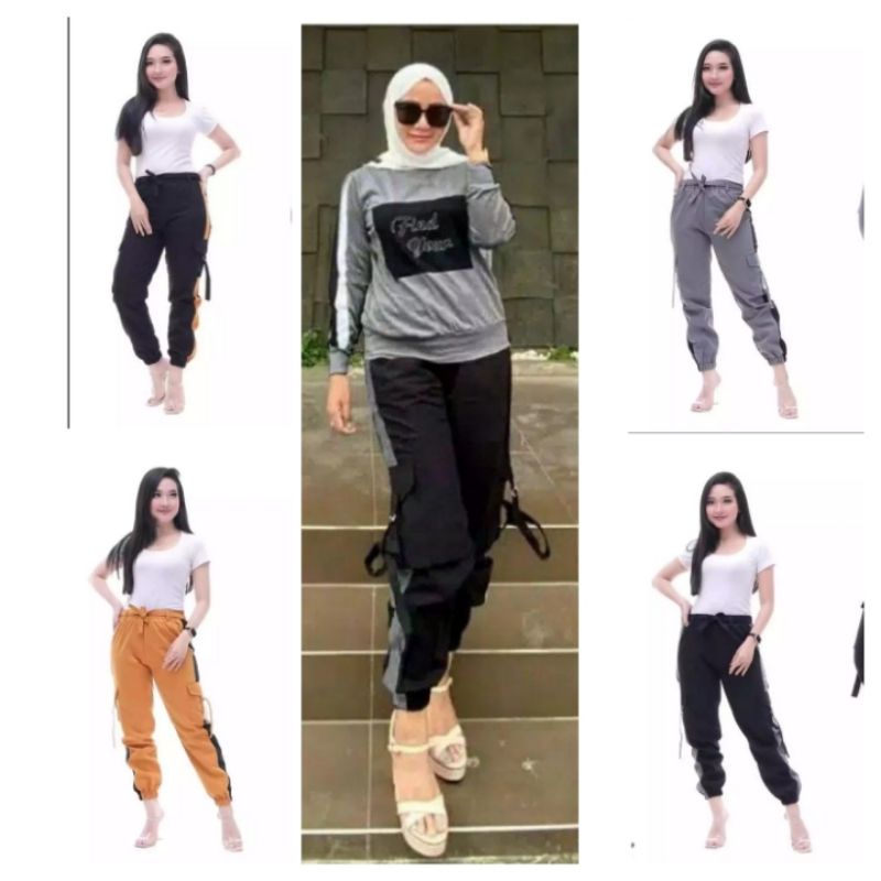 Celana Cargo Jogger Wanita Variasi ListS-M-L-XL-XXL CELANA JOGGER CARGO WANITA