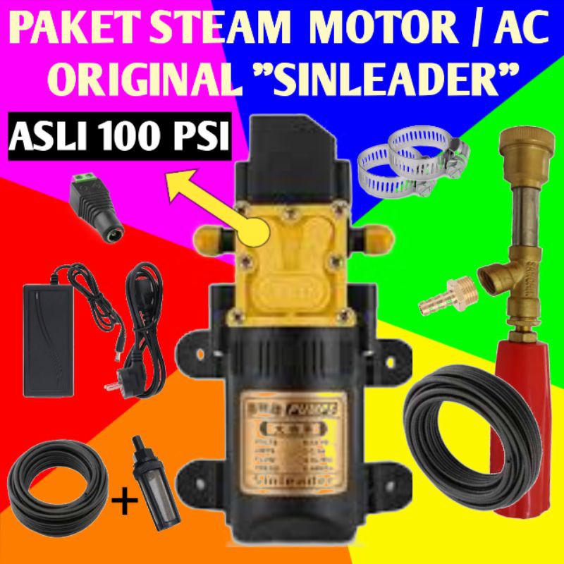 PAKET ALAT CUCI MOTOR AC MOBIL KENDARAAN SPRAYER STICK GUN 20CM DINAMO POMPA DC 12V SINGLE PUMP SINLEADER ALAT SIRAM STEAM