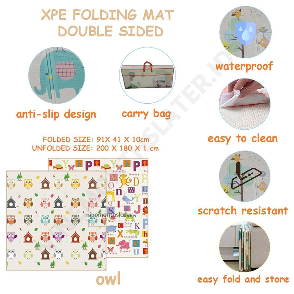 Right Start XPE Folding Mat Double Sided Antislip Carry Bag Waterproof Foldable Karpet Bayi Playmat