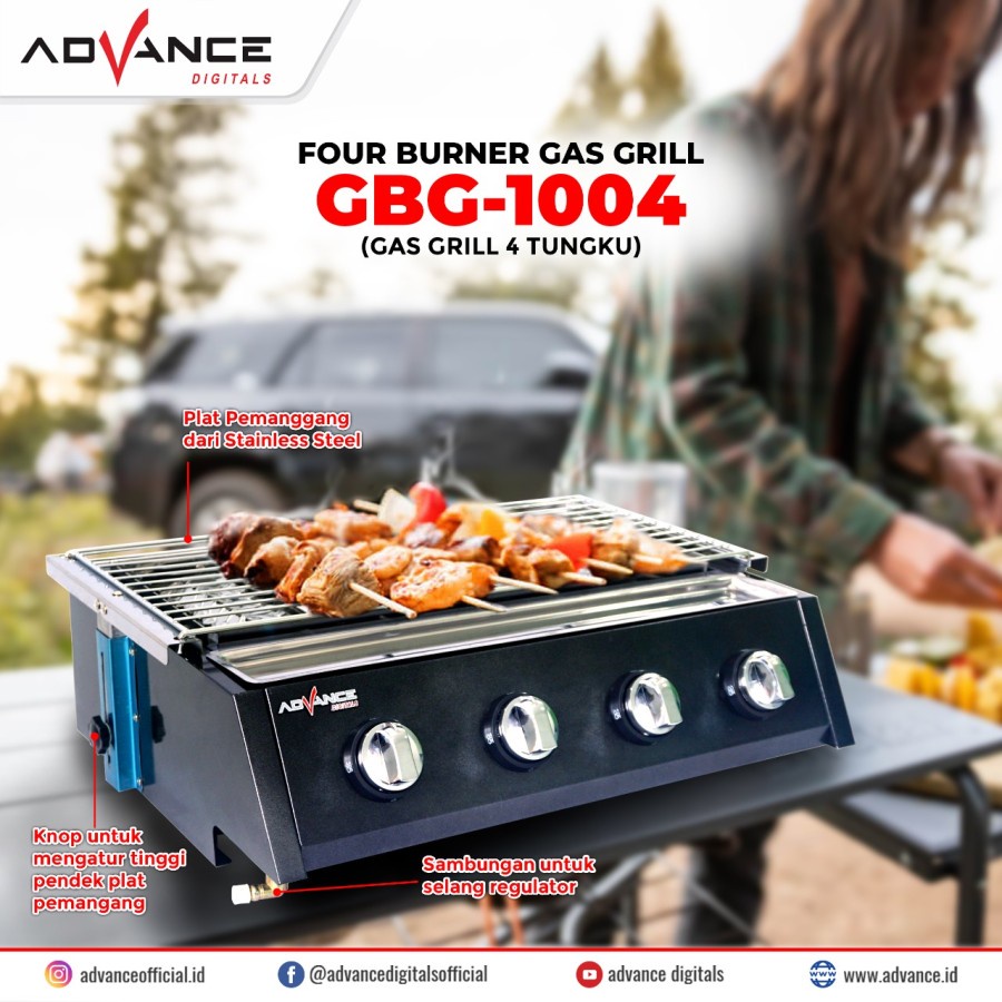 Kompor Gas Grill 4 Tungku Advance GBG 1004 Pemanggang