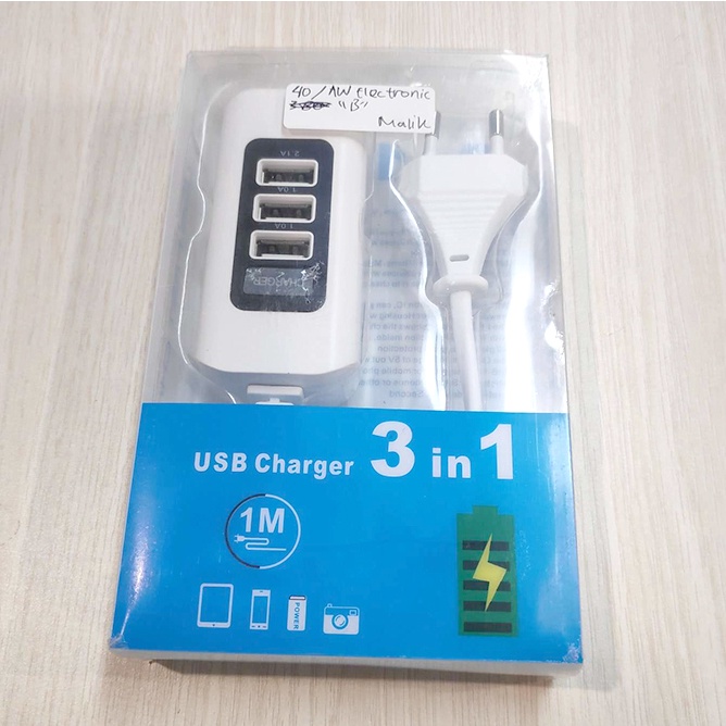 USB Charger Hub 3 Port 5V 2.1A EU plug  C1 - White Black