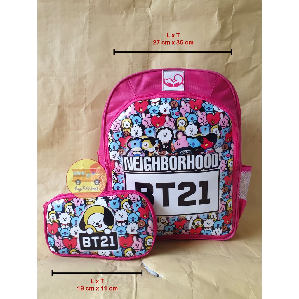 Tas Anak Perempuan Ransel Sekolah TK/SD Bonus kotak pensil Karakter BT21,LOL,FROZEN