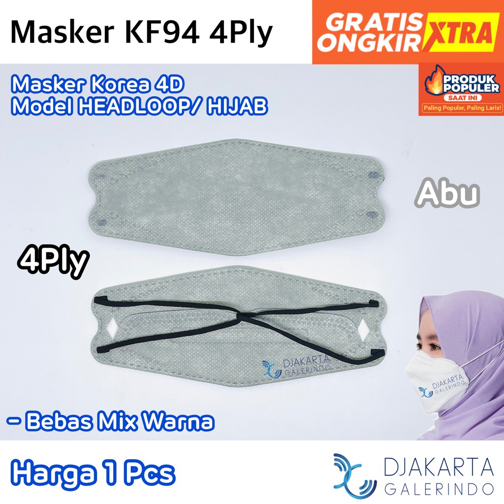 Masker KF94 Hijab / KF94 Headloop 4PLY Korea KPOP