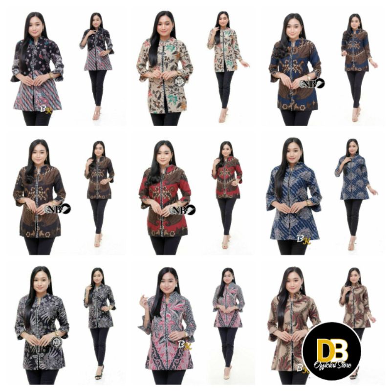 (COD) Blouse Batik Wanita / Atasan Batik Wanita / Kemeja Batik Wanita Lengan Panjang / Baju Batik Wanita Lengan Panjang / Murah / Batik Pekalongan