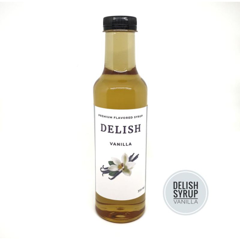 

delish Vanilla gourmet premium Syrup 350 ml sirup kopi teh susu latte kafe kaffe resto minuman kekinian vanila latte susu vanila teh vanila teh java xxi murah mewah usaha minuman hits kekinian kopi star bak