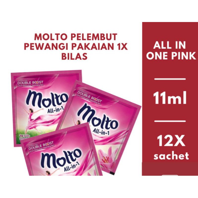 MOLTO ALL IN ONE 3D PEWANGI PAKAIAN SEKALI BILAS. ORIGIN ISI 5 SACHET