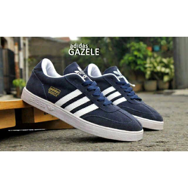 Sepatu Adidas Gazelle Black white Hitam Putih Navy France Biru Dongker Import Grade Original Murah