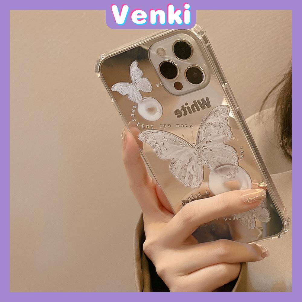 iPhone Case Acrylic HD Mirror Laser Airbag Shockproof Protection Camera Cute Crystal Butterfly Compatible For iPhone 11 iPhone 13 Pro Max iPhone 12 Pro Max iPhone 7 Plus xr