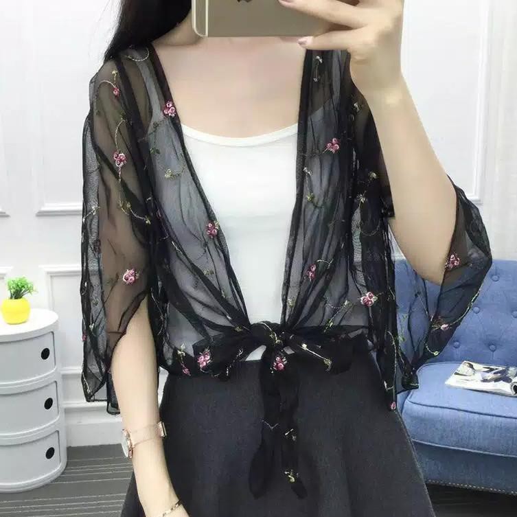 TE81# SALE CUCI GUDANG - LUMIERE sheer top Outerwear transparan mesh top outer bralette kemben ...,,