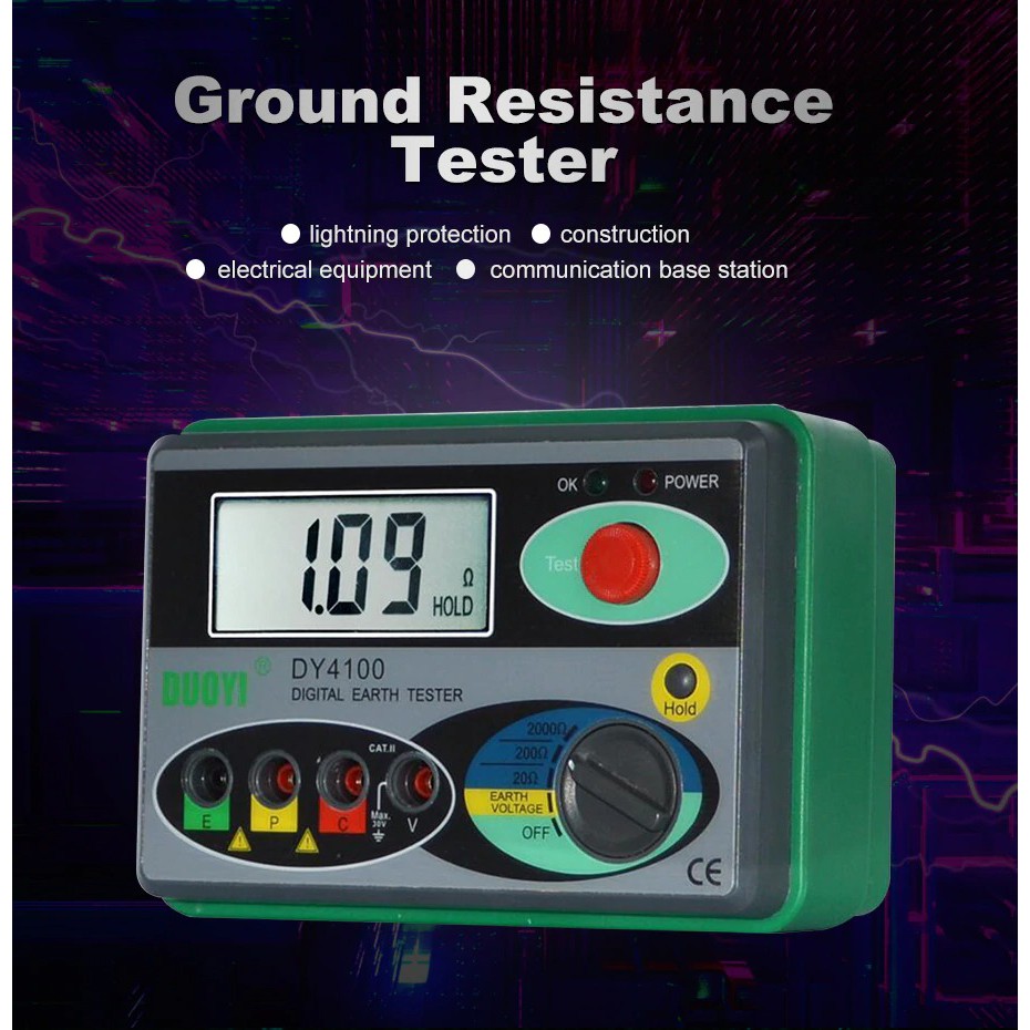 Insulation Tester Meter Digital Megger Earth Resistance Voltage Tester Ground DUOYI DY4100