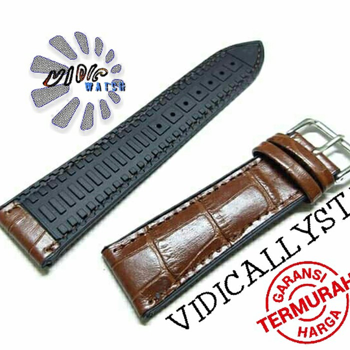 STRAP TALI JAM TANGAN KULIT RUBBER KOMBINASI 18 20 22