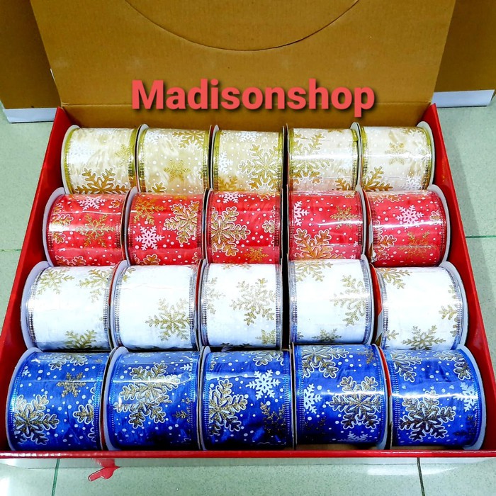 

DEKORASI PITA NATAL HIASAN PARCEL MURAH DEKORASI NATAL PITA GLITER