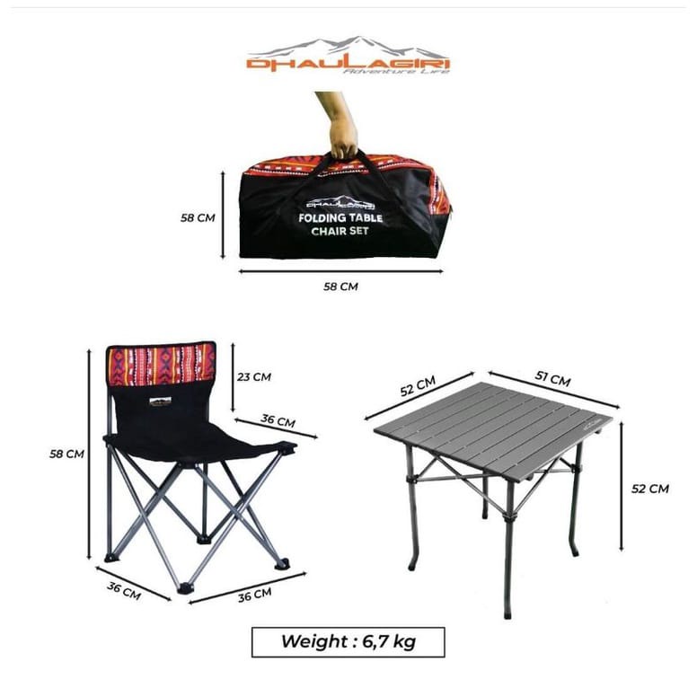 Meja Kursi Set Dhaulagiri /Camping Table Chair Set Folding Meja Kursi Piknik Lipat/meja set camping outdoor/meja set kemping dhaulagiri/meja lipat portable