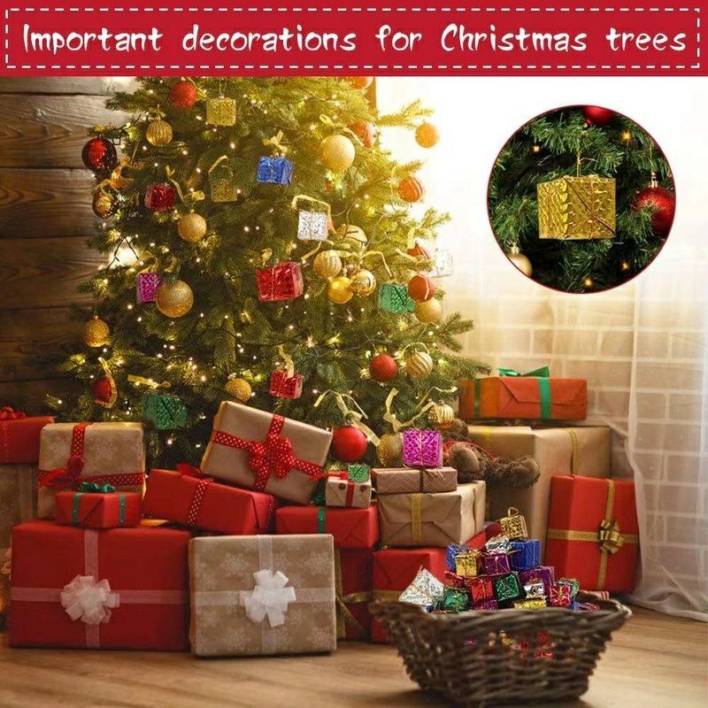 

BluePink 1Pcs Gantungan Pohon Natal Kado Box Small Gift Bags Christmas Decor Xmas Gift Box Party