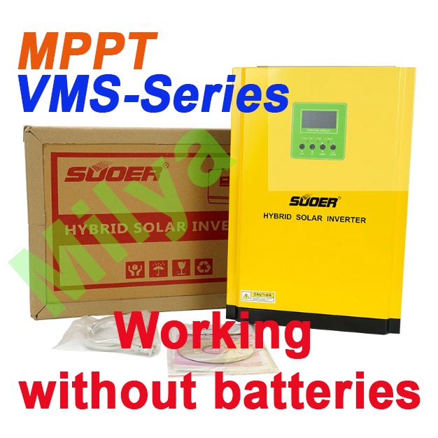 SUOER Hybrid Inverter MPPT 3000W 3.2 KVA 24v Batteryless UPS PSW