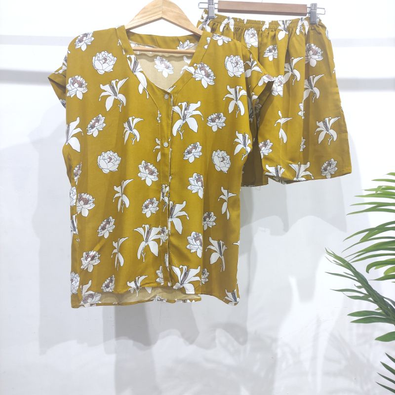 PIYAMA KANCING PENDEK HITS PIYAMA KANCING BUSUI | PIYAMA RAYON | HOMEWEAR-NK PD W