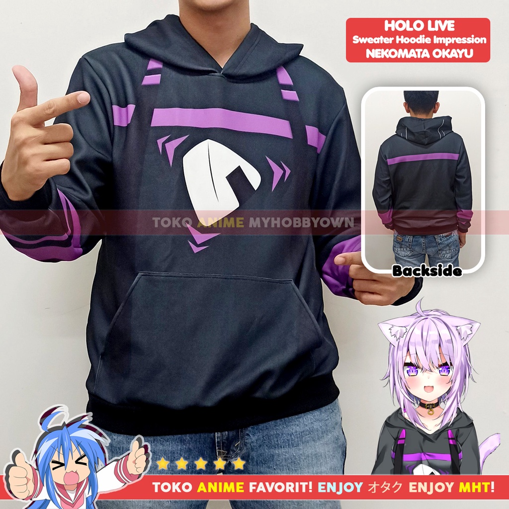 Jaket Hoodie Sweater Anime Holo Live Nekomata Okayu Impression Cosplay