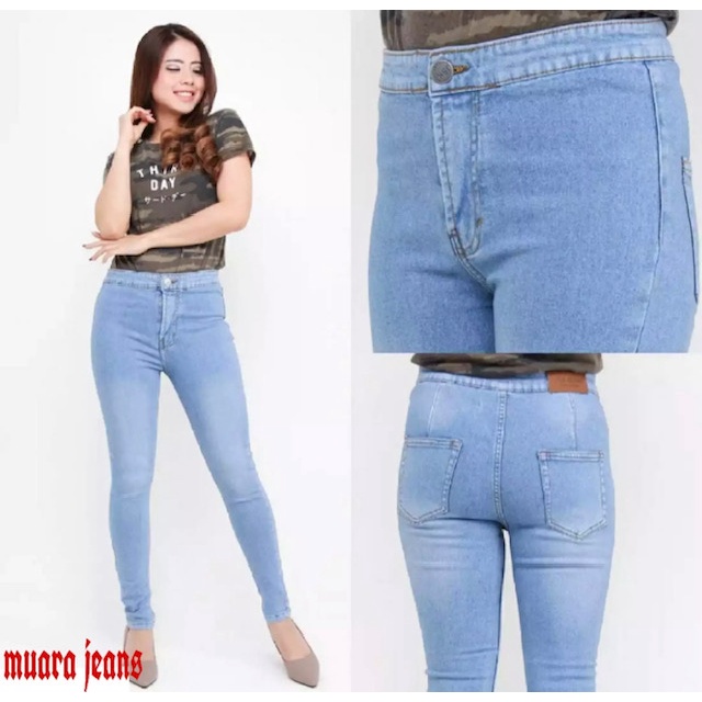 CELANA JEANS KANCING 5 STRECTH HW //CELANA JEANS HIGWAIST WANITA