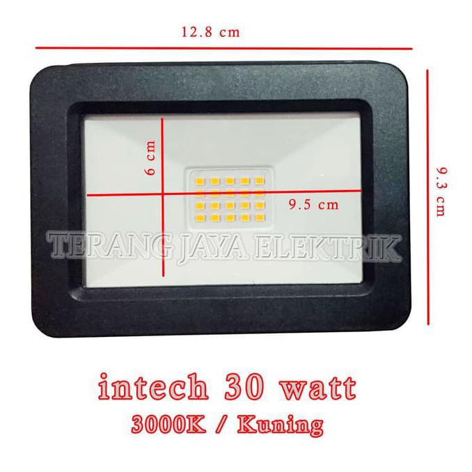 Lampu Sorot LED-Flood Light 30W Warm White/3000K 1800Lm Intech GARANSI