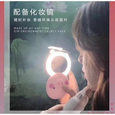 CERMIN LED MINI FAN kipas karakter Kipas Mini Portabel Cermin led