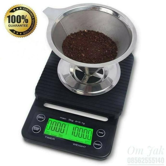 Timbangan Dapur / Timbangan Kopi Digital Dengan Timer 3Kg 0.1G