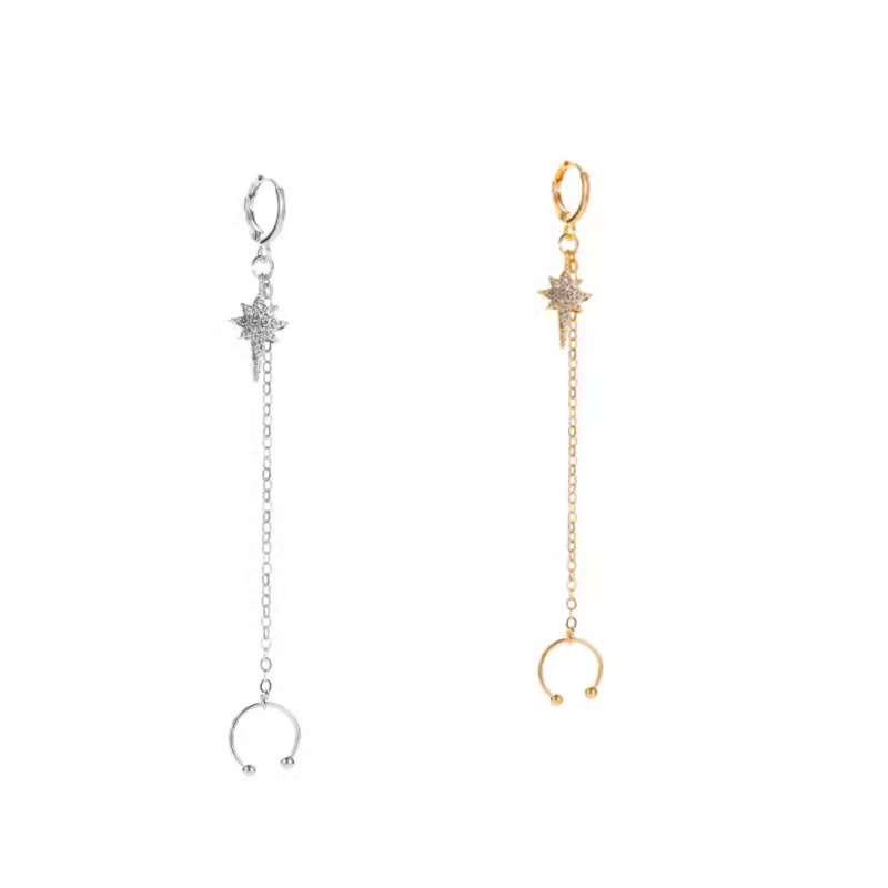 Anting Klip Bintang Wanita Rumbai Panjang Fashion Style