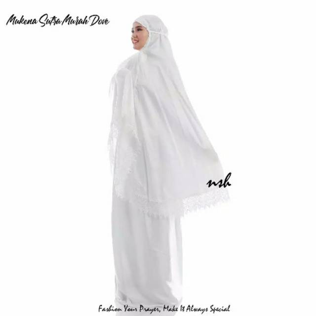 Mukena dewasa sutra dove putih tulang