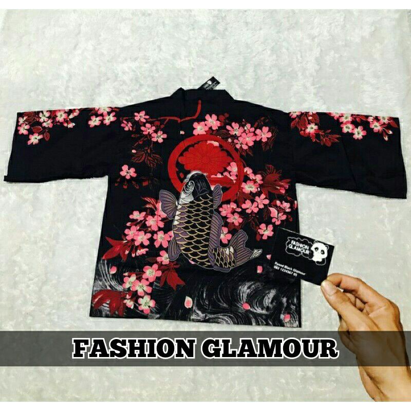 RE29 KIMONO IMPORT PRIA WANITA JEPANG FISH SAKURA ORIGINAL HANFU CARDINGAN HAORI BIG SIZE 3XL