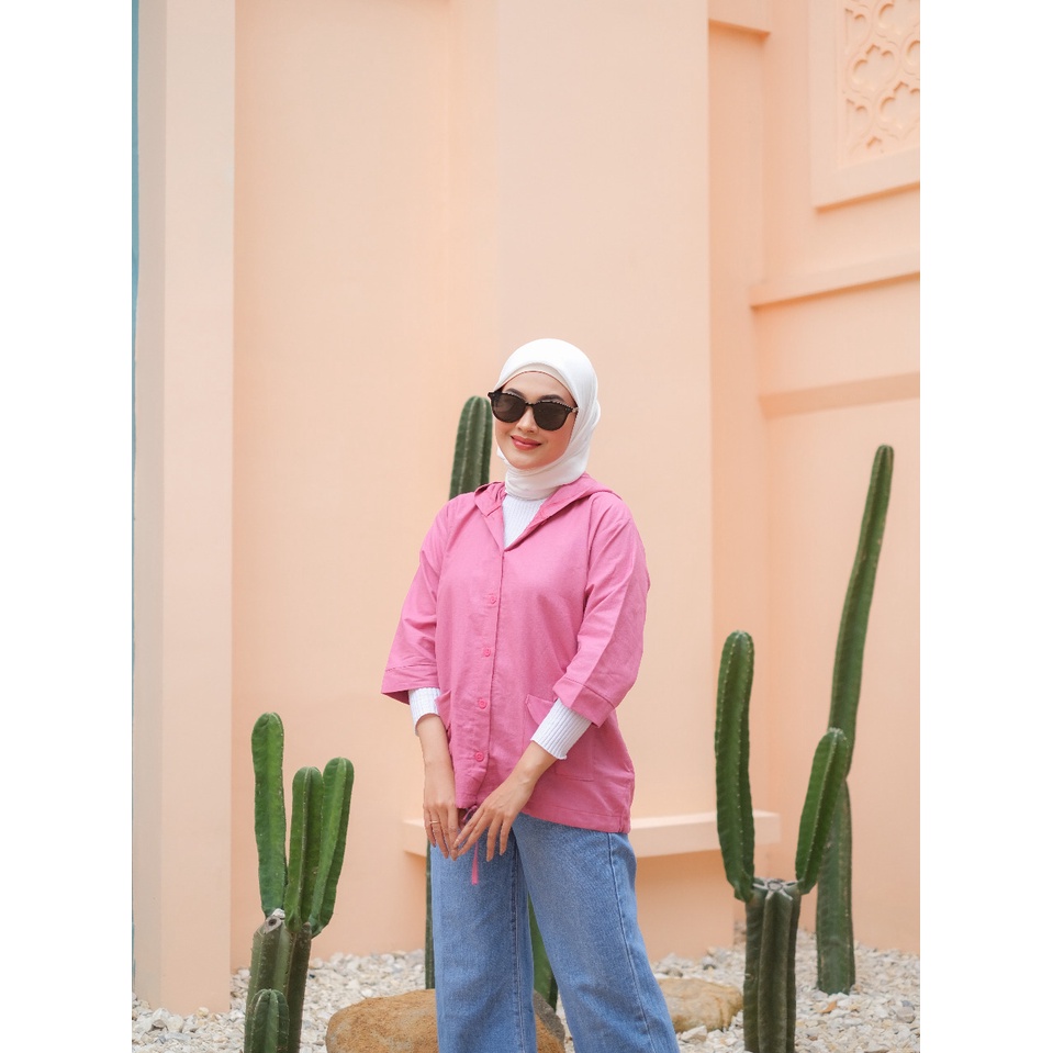 LIA LINEN OUTER - outer polos / outer wanita / outer murah / outer fuschia