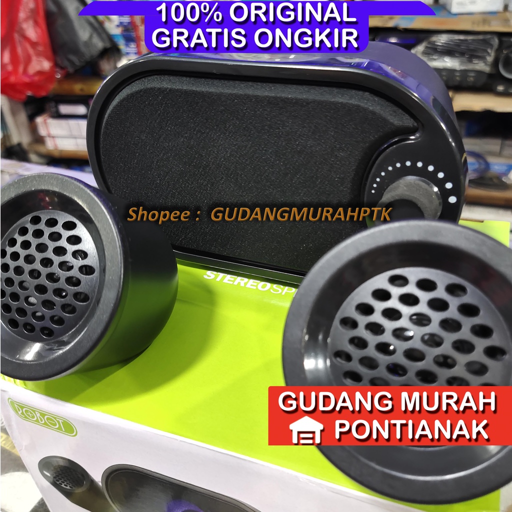 Robot RS170 Stereo Speaker with LED Black untuk PC Computer komputer