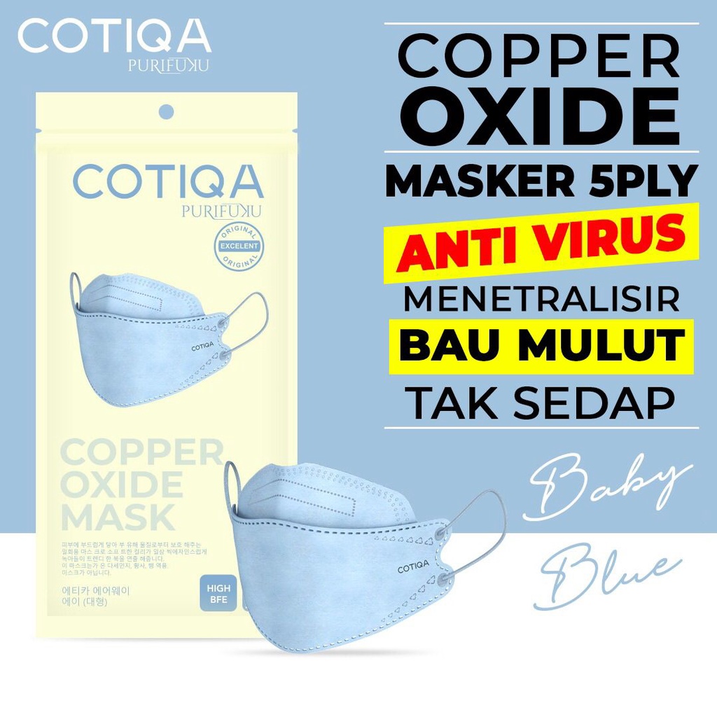 Masker KF94 5ply KOREA COTIQA COPPER OXIDE ORIGINAL penangkal Virus pembasmi virus anti virus