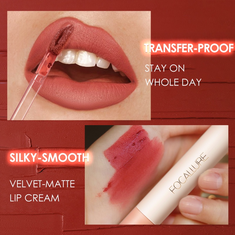 Focallure Nude Lip Cream Lipstik Silky Smooth Lip Cream Velvet-Matte Lipstick